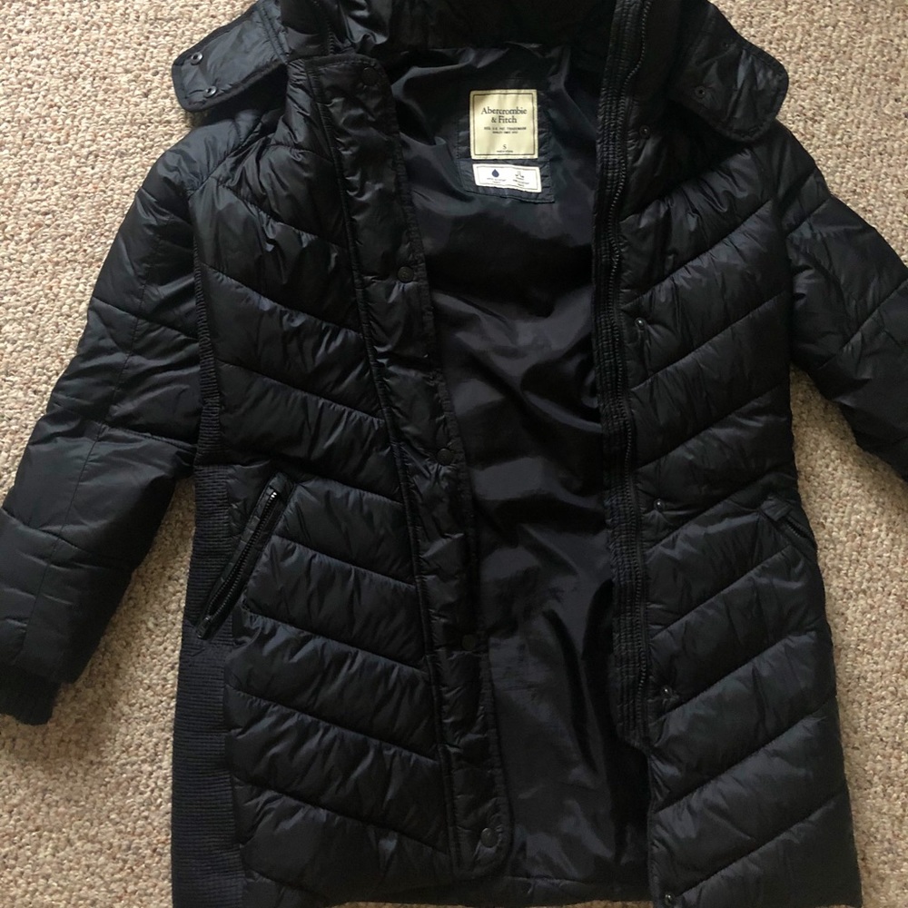 Abercrombie Black Long Winter Puffer Coat